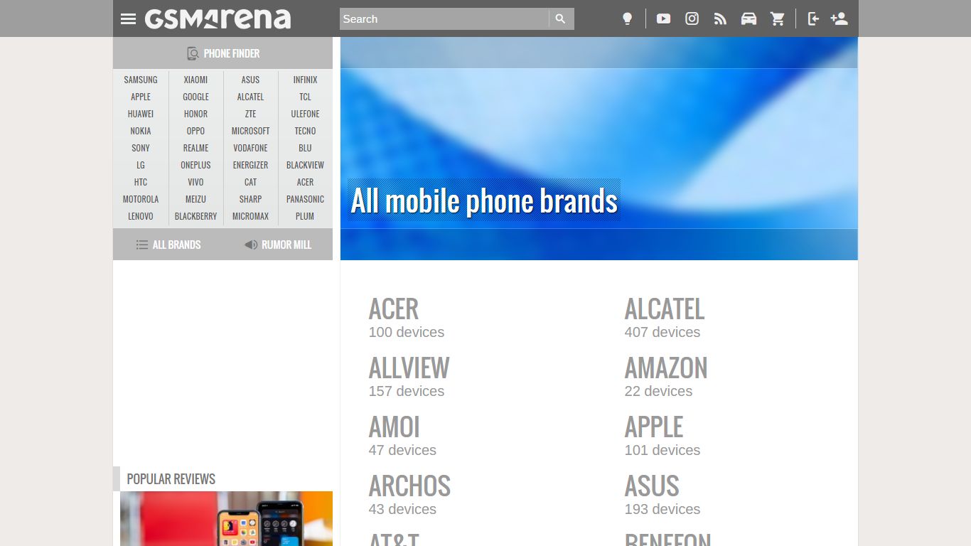 List of all mobile phone brands - GSMArena.com